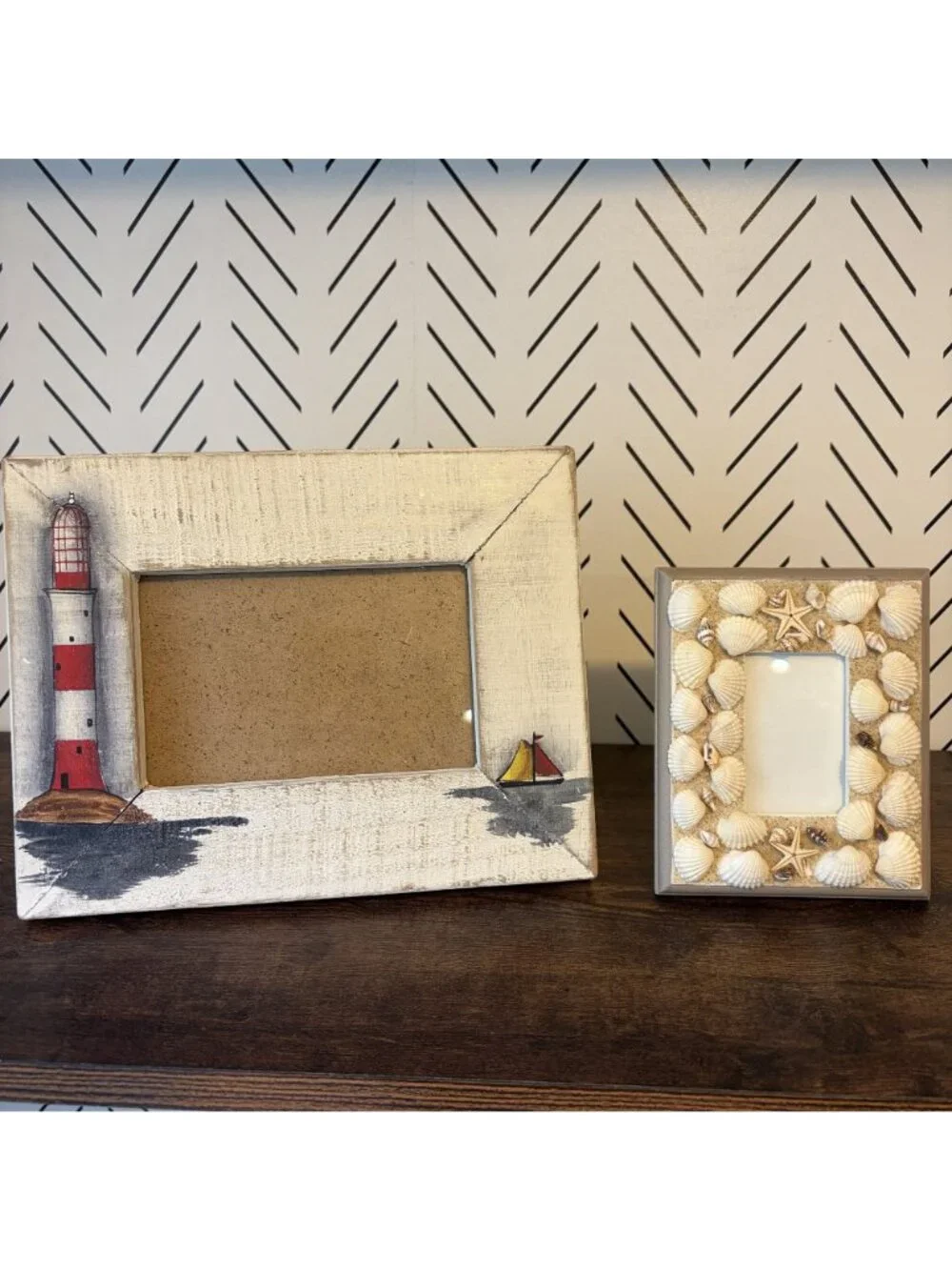 Coastal Beach House Picture Frame Set Nautical Lighthouse Shells Airbnb Decor